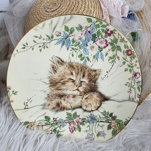 Cat Nap Floral Cat Decorative Plate Royal Worcester